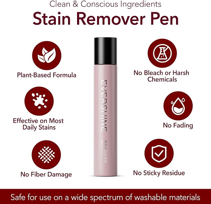 Instant Stain Remover Pen for Clothes, On-The-Go Stain Cleaner, Portable & Travel-Friendly Fabric Spot Cleaner, Effective Stains Removal for Food, Oil, Drink, Makeup & Grease