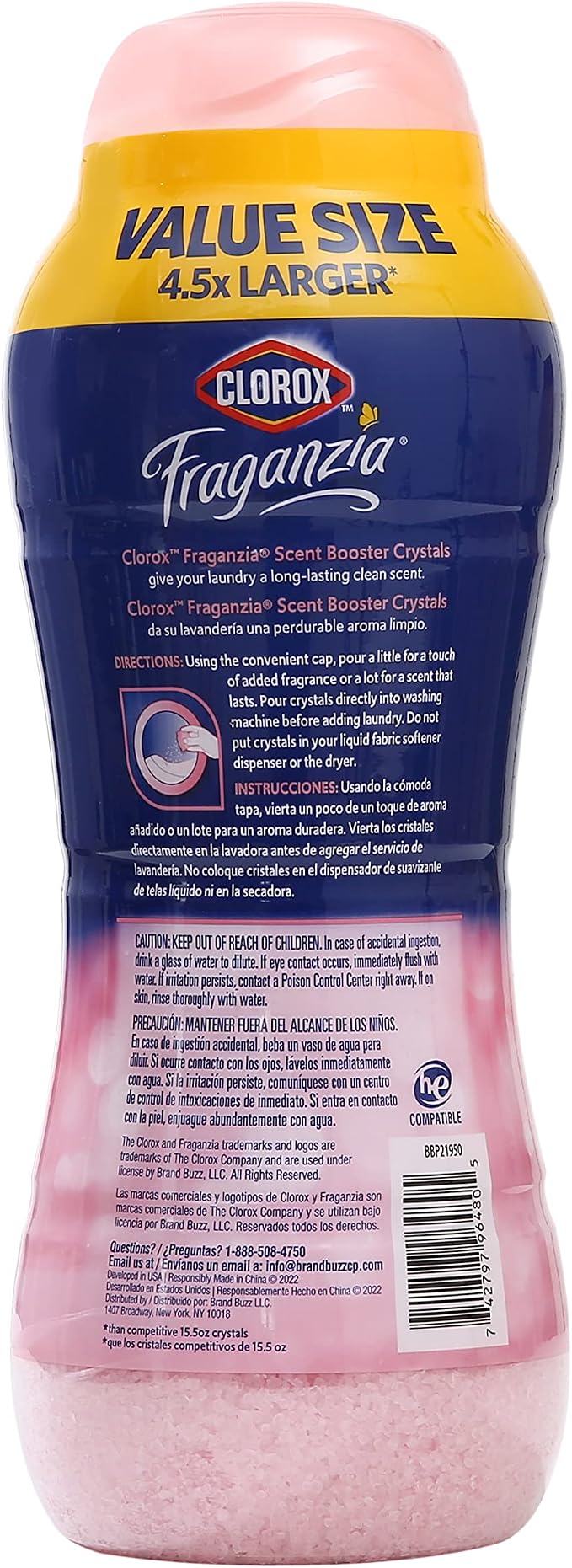 Clorox Fraganzia Scent Booster Crystals, Rose Scent, 70 Oz Bottle
