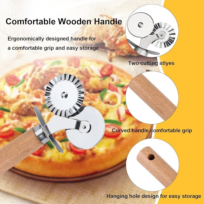 Pastry Double Cutter Wheel,Dual-Head Baking Tool for Home and Kitchen Use,Ravioli Cutter