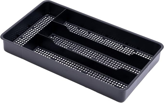 Dial Industries Small Utensil Silverware Kitchen Drawer Organizer, Black | Keeps forks, spoons and flatware neatly separated, Compact fit for shallow drawers, Great for RVs, campers or everyday use