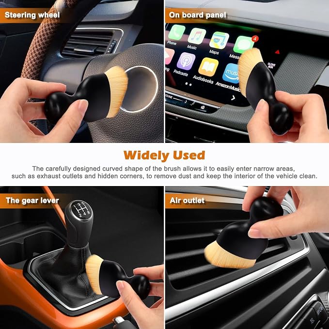 Auto Car Detailing Brush Set Car Interior Cleaning Kit Includes 3 Boar Hair Detail Brush,3 Wire Brush, 3 Air Vent Brush for Cleaning Car Interior Exterior, Dashboard Engines Leather Wheel