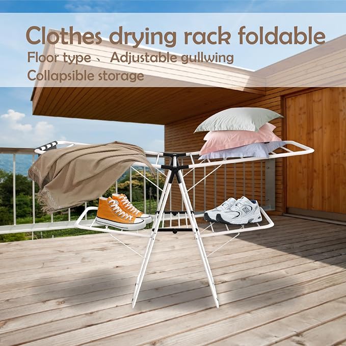 Maomo 33-Rod Extra Large Clothes Drying Rack, Foldable Double-Layer Laundry Rack with Sock Clips, Heavy-Duty Steel for Indoor & Outdoor Use, No Assembly.