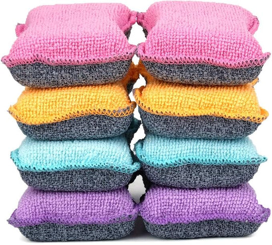 UPSTAR Dish Sponges Kitchen, Microfiber Cleaning Scrubber for Dishwashing, Sink, Basin and Multi-Pupose, Non-Scratch, Size.S Pack of 8