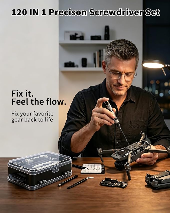 Precision Computer Screwdriver Kit: 122PCS Laptop Screwdriver Sets | 101 Magnetic Drill Bits, Computer Accessories, Electronics Tool Kit Compatible for Tablet, PC, iPhone, PS4 Repair