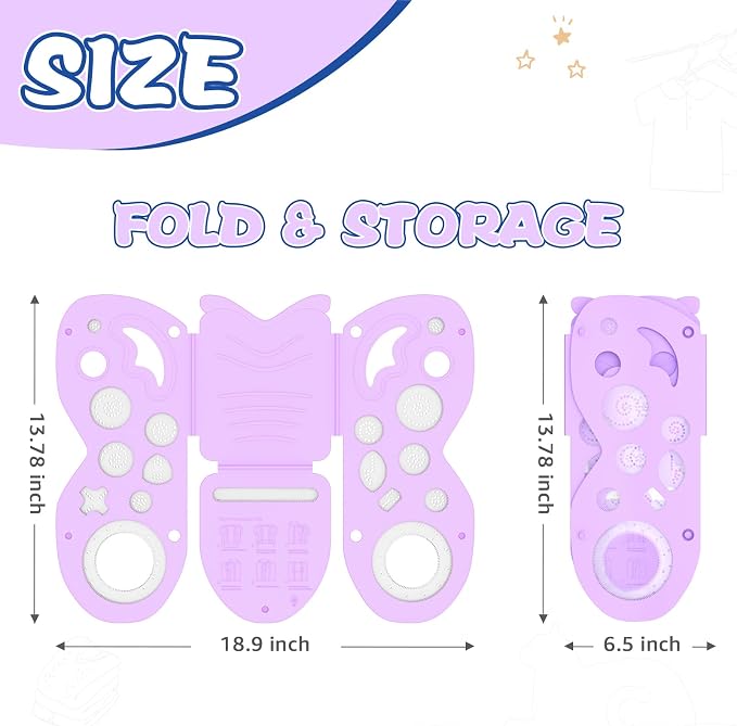 BoxLegend Shirt Folding Board Kids Shirt Folder with Original Deluxe Set | Makes Laundry Fun for Kids, Dual Use, Butterfly-Shaped Design, Durable Plastic, Includes a Deluxe Ruler Set, Great Gift Idea