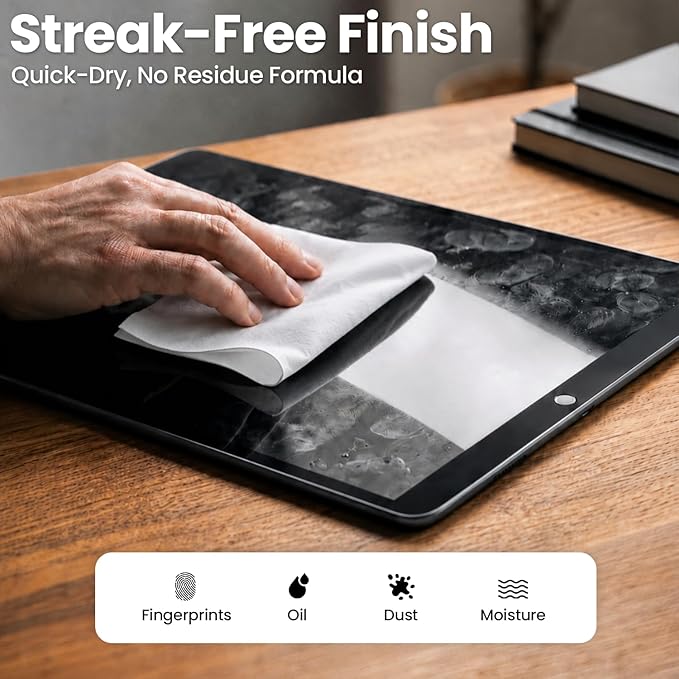 Electronic Wipes Screen Cleaner Streak-Free [2 Pack x40] Computer Screen Wipes, TV Screen Cleaner Wipes, Monitor Wipes for Smart TV, Laptop, iPhone, ipad and more - [Microfiber Cloth + 80 Wipes]