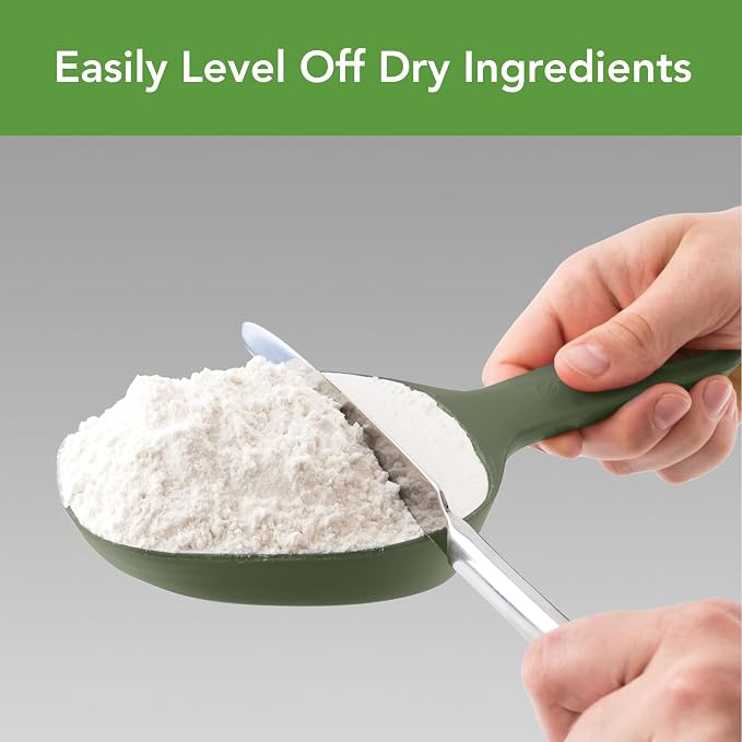 Tovolo Scoop & Sift Flour Sifter for Baking Dusting 1 Cup Fine 20 Mesh Sieve Flour Duster, Easy Scoop Dishwasher Safe Baking Powdered Sugar Flour Sifting Tool for Aerating Coating Dusting, Thyme Green
