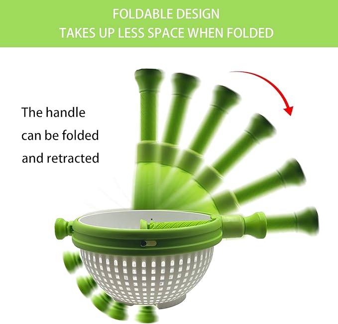 Collapsible Salad Spinner 3-in-1, 3Qt Space Saving Colander & Vegetable Dryer, Foldable for Easy Storage, Dishwasher Safe, BPA-Free, Non-Slip Base, for Small Kitchens, Dorms, RV, Camping