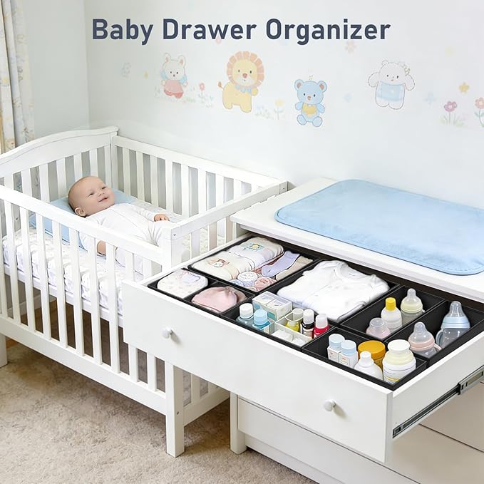DIMJ Drawer Organizer Clothes - 30 Pack Baby Dresser Organizer for Nursery Closet Organization, Fabric Drawer Organizer Bins for Underwears Socks Bras, Foldable Storage Dividers for Bedroom
