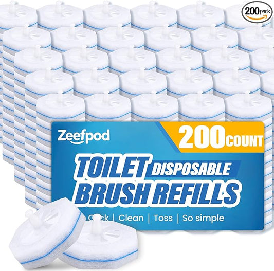 200 Count Disposable Toilet Brush,Toilet Cleaner Wand Refills Compatible with Most Toilet Brushes- No Falling Apart, Fresh Fragrance，4X Cleaning Power，Bathroom Cleaning.