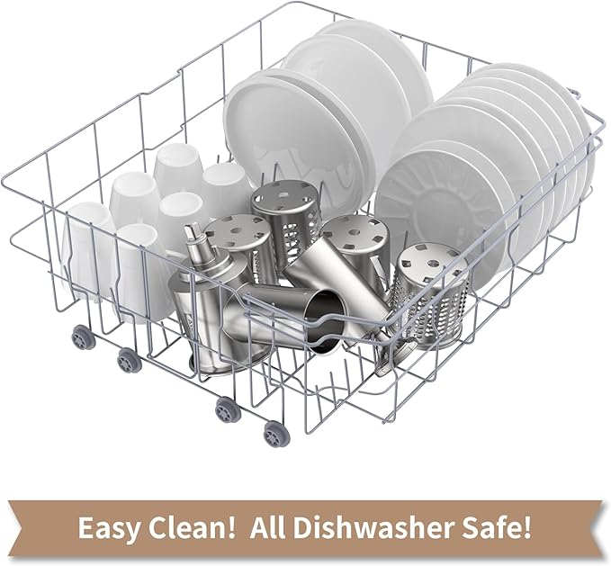 Stainless Steel Slicer Shredder Attachment for KitchenAid Stand Mixer, Cheese Grater Attachment for KitchenAid with 4 Blades, Dishwasher Safe