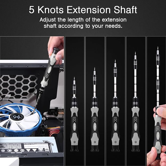 ORIA 61 in 1 Precision Screwdriver Set with 57 Bits, Magnetic Screwdriver Kit, Portable Repair Tool Kit for Smartphone, PC, Watch, Toys - Includes Extension and Flexible Rod, Black