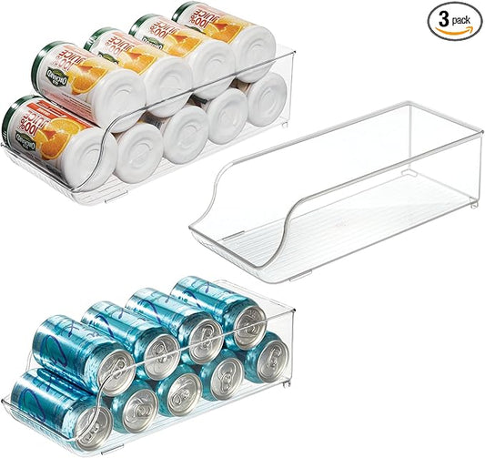 iDesign Soda Can Dispenser for Refrigerator or Pantry - Set of 3 - Clear - Made in USA