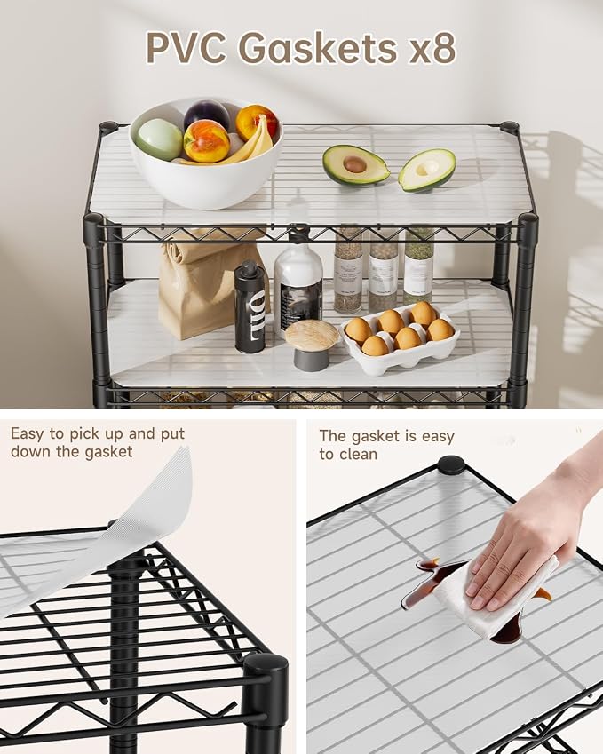 Golpart 8Tier Adjustable Storage Shelves Metal Wire Shelving Standing Shelf | Utility Heavy Duty Unit Rack Closet Organize for Home Kitchen Laundry Room Organization Pantry 12"Dx22"Wx72"H Black