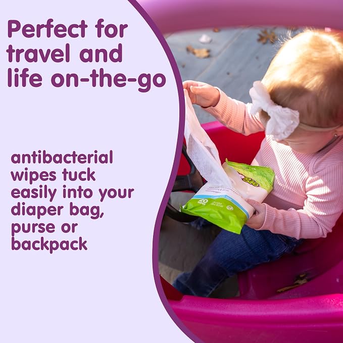 Boogie Antibacterial Hand Wipes - 100 Count - Hypoallergenic & Alcohol-Free - Travel and Diaper Bag Essential