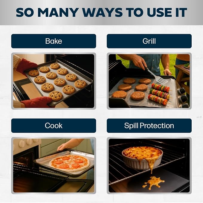 Cooks Innovations Non-Stick Oven Protector Mat, 2 Pack Heavy Duty Nonstick Oven Rack Liners to Protect Convection, Electric, Gas, & Microwave Ovens, BPA & PFOA Free Heat Resistant Baking Mat