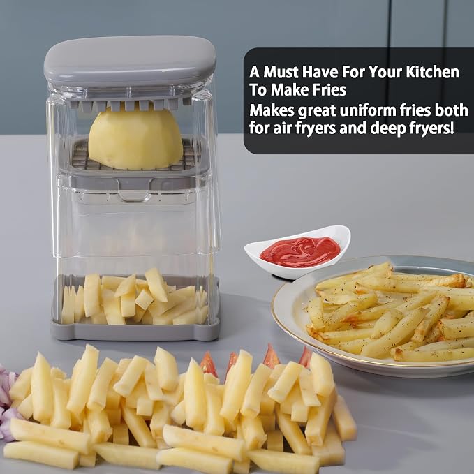 French Fry Cutter, Solucky Potato Onion Cutter, Professional Homestyle Vegetable Chopper Dicer, Great for Potatoes Carrots Cucumbers Zucchini Pepper