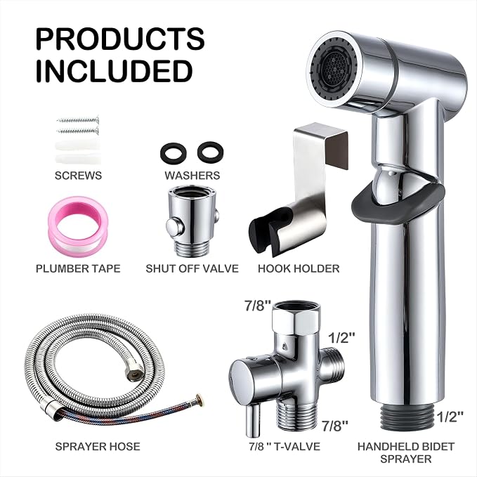 Handheld Bidet Sprayer for Toilet Kit Cleaning Assistant Jet Spray Bidet Attachment with Adjustable Water Pressure Easy Control One Button Shut-Off Water
