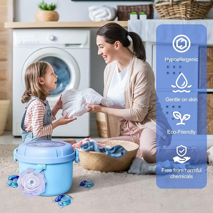 140-Count Laundry Detergent Pacs, 5-in-1 Hygienic Clean (Ocean) | 5-in-1 Powerful Stain Remover, Color Protector & Fabric Care, Deep Hygienic Clean, Fresh Scent, HE Compatible