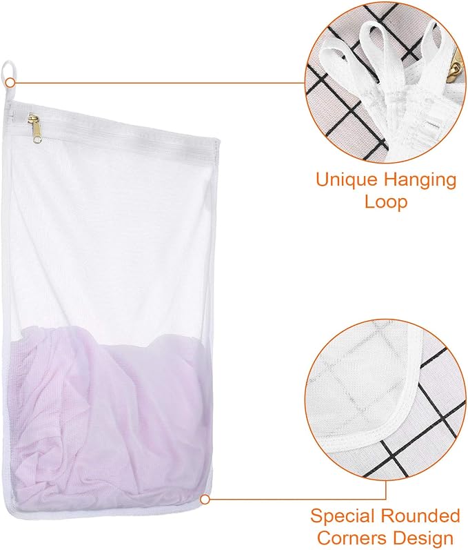 Fine Mesh Laundry Bags for Delicates, 3 Pack (2L+1M) Reusable Wash Bags with Sturdy Zippers, Durable Net Washing Bags for Lingerie, Bra, Sock, Underwear, Baby Clothes, Travel Organizer