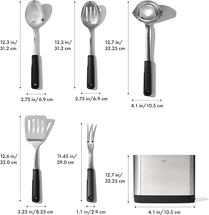 OXO Stainless Steel Kitchen Tools | Prep & Serve | Modern Style | 6-Piece Set | Pack of 2
