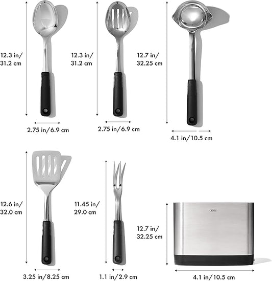 OXO Stainless Steel Kitchen Tools | Prep & Serve | Modern Style | 6-Piece Set | Pack of 2