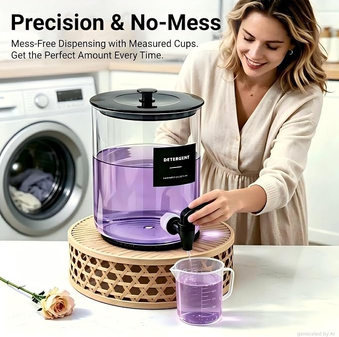 Glass Laundry Detergent Dispenser,1 Gallon Large Liquid Soap,2 Pack(Black) | Complete borosilicate jars set with leakproof spigots, protective silicone mats, minimalist labels, and dosing cups.