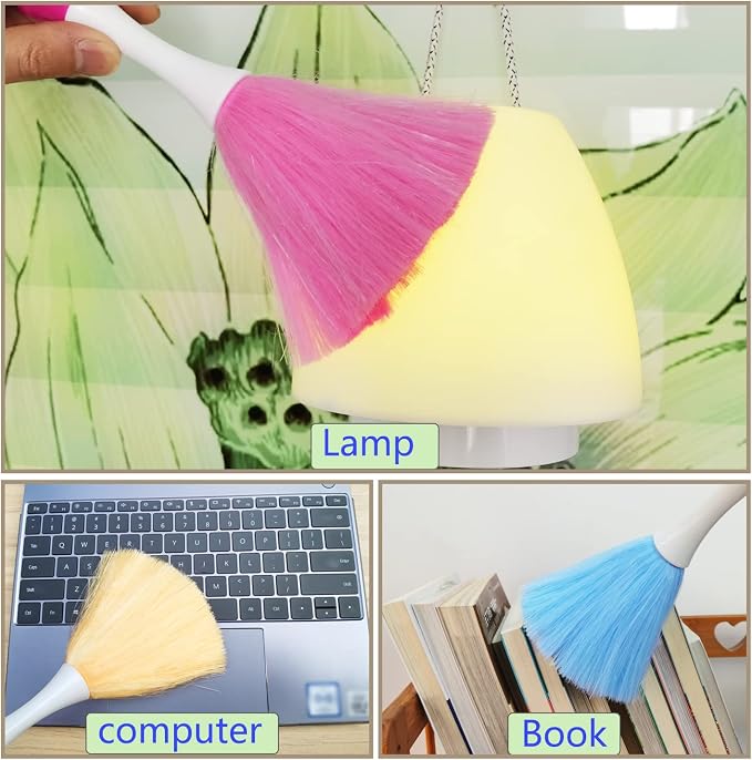 4 Pack Small Feather Duster, Washable Microfiber Duster, Suitable for Light Daily Household Dusting, Electrostatic Feather Duster Brush,Cleaning Supplies for Book,Screen,Car,Furniture,Photo Frames