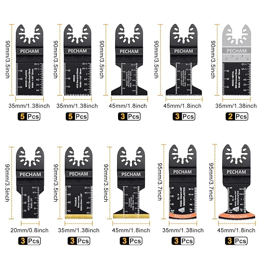 Oscillating Tool Blade, 37PCS Universal Wood Metal Oscillating Multitool Quick Release Saw Blades Fit Porter Cable Black & Decker Rockwell Ridgid Ryobi Milwaukee DeWalt Chicago Craftsman