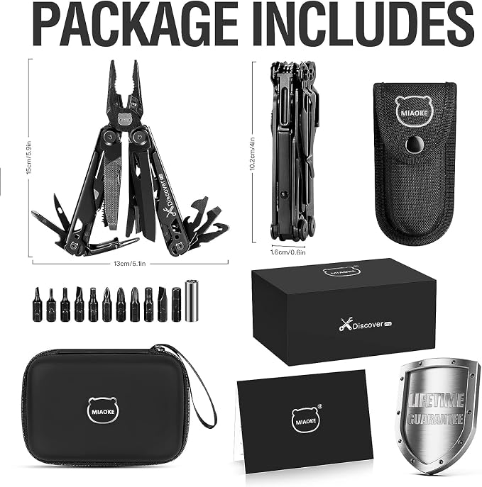 23 in 1 Multitool with Premium Gift Box, Cool Gadgets for Men (Black) | Include Screwdrivers Saw Screwdrivers Bottle Opener Pliers Camping Knife, Best Gift for Boyfriend Son Dad Him Husband