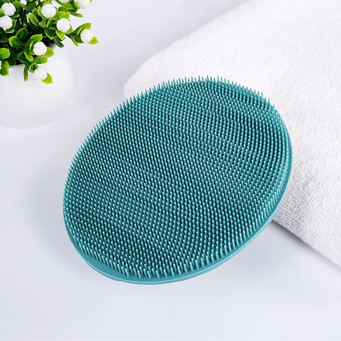 INNERNEED Silicone Body Cleansing Brush Exfoliating Scrubber, DGreen+Blue | Gentle Massage, Deep Clean, Hygienic Shower Scrub Brush Soft Bristles for All Skin Types, Easy to Hold