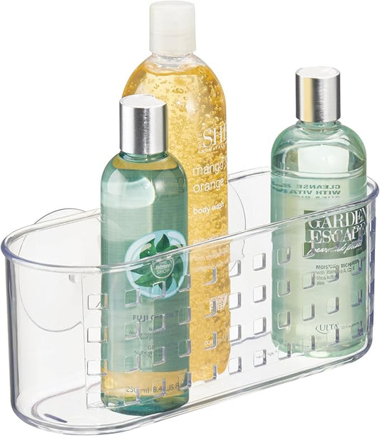 iDesign Hanging Suction Shower Caddy Basket, Clear | Bathroom Storage, Made in USA