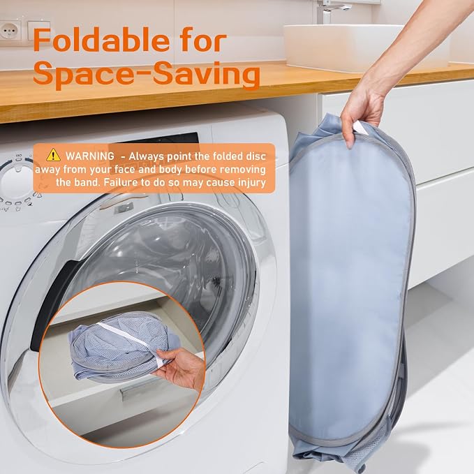 Durable Collapsible Foldable Pop Up Laundry Hamper, Sturdy 3 Compartments, Handy Pocket & Easy to Sort Clothes Hampers for Dorm, Kids Room, Travel - Grey