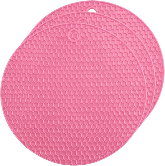 3Pcs Rubber Jar Opener,Round Large Jar Opener Gripper Pad Multipurpose Openers for Seniors Kitchen Non-Slip Coasters for Weak Hands,6.7x6.7Inch - Pink