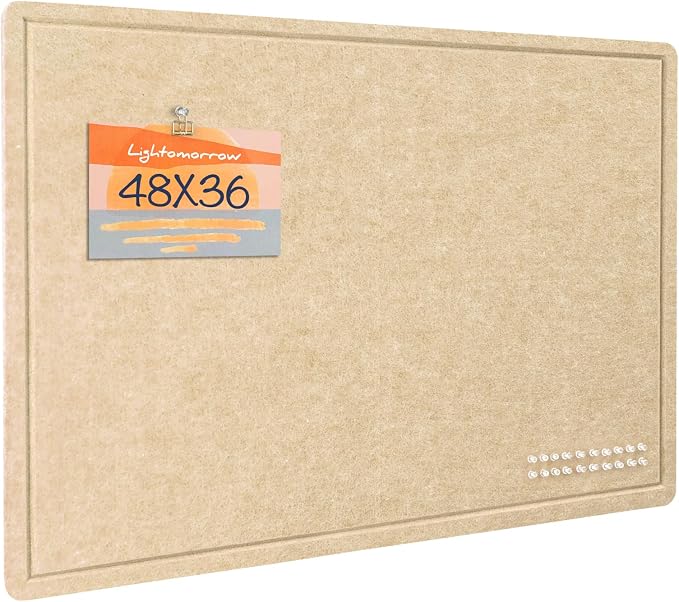 Felt Bulletin Board 48x36 inches, Decorative Pin Board for Home & Office | Cork Board Alternative for Wall with Push Pins, Display Mood Board for Photos, Notes & Reminders