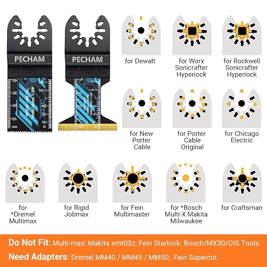 Oscillating Tool Blade, 34PCS Universal Wood Metal Oscillating Multitool Quick Release Saw Blades Fit Porter Cable Black & Decker Rockwell Ridgid Ryobi Milwaukee DeWalt Chicago Craftsman