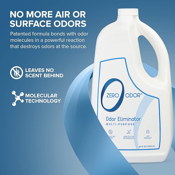 Zero Odor Multi-Purpose Odor Eliminator, Air and Surface Odor Remover for Home, Bathroom, Kitchen, and Closet, Refill, 64 oz, 2-Pack