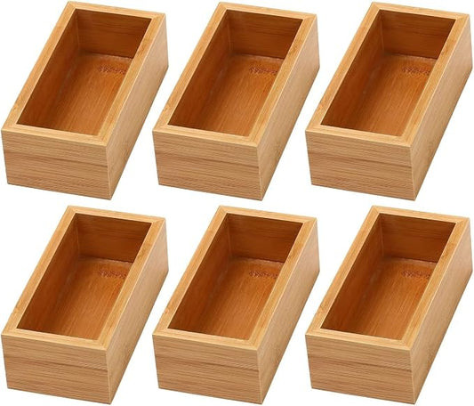 YBM Home Bamboo Drawer Organizer Storage Box for Kitchen Drawer, Junk Drawer, Office, Bedroom, Children Room, Craft, Sewing, and Bathroom, 6 Pack 3x6x2 inch