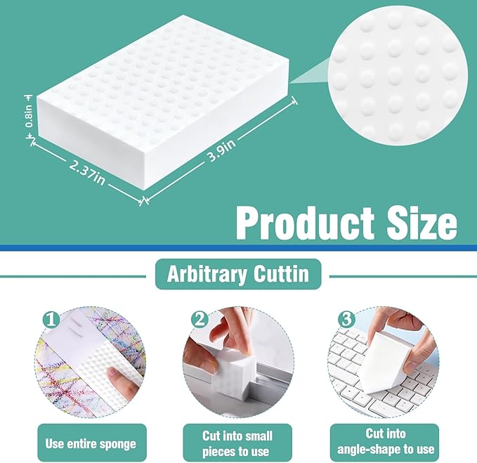 Magic Sponges Cleaning Eraser 10 Pack, 2X Compressed Melamine Sponge Cleaner, Melamine Foam All Purpose Cleaning Pads, Heavy Duty Stain Remover for Home Kitchen Bathroom Sneaker Car