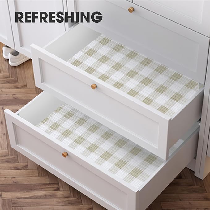 Beautysaid Shelf and Drawer Liner for Kitchen Cabinet Non Adhesive Non Slip | Shelf Paper Waterproof Washable Thickened for Dresser Pantry Shelve Bathroom Protector Liner(Checkered,23.6 in x 30 FT)