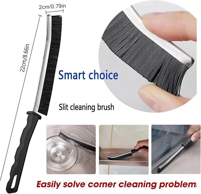 Crevice Cleaning Brush Set, Hard Bristle Gap Scrubber Tools for Bathroom Grout, Window Tracks & Shower Doors, Deep Cleaning Home Essentials & Practical Housewarming Gifts
