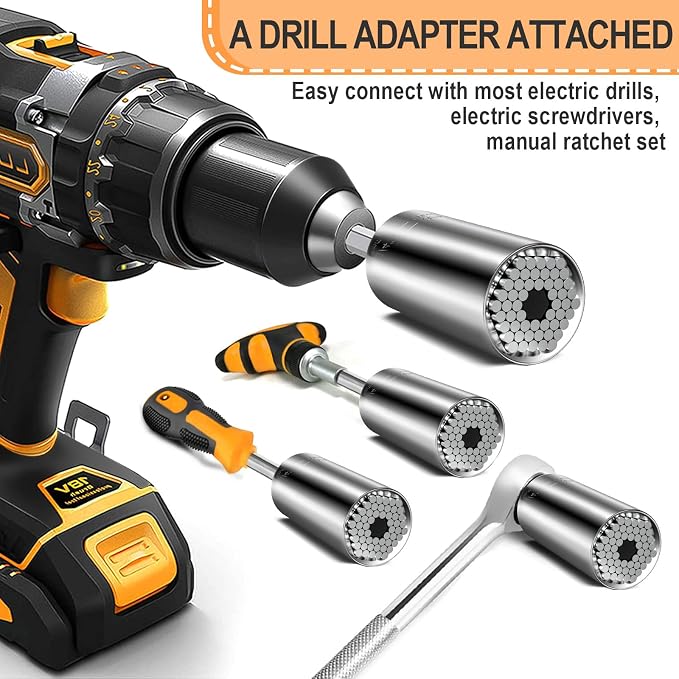 Stocking Stuffers for Men Super Universal Socket Tools Gifts for Men | Grip Set Power Drill Adapter Cool Stuff Gadgets Present Ideas Gift for Dad Husband Him Adults Mens Gifts Christmas for Women