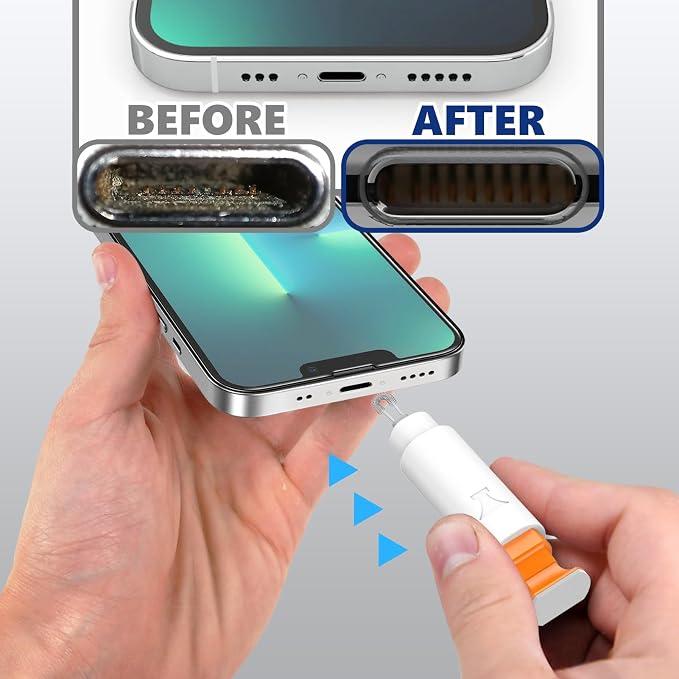 iPhone Cleaning Kit for Charging Port Phone USB C with Storage Case, White | Multi-Tool, Cleaner Kit for AirPod, iPhone Cleaner, Portable Repair Tool, for Lightning Charger Cable iPad Electronic Devices