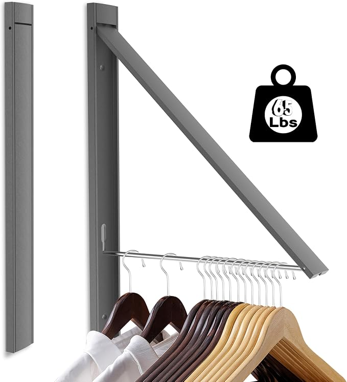 Clothes Drying Rack Folding Indoor,Laundry Room Organization,Wall Mounted Drying Racks for Laundry,Laundry Drying Rack Collapsible,Laundry Drying Rack,Retractable Clothesline (Gray)