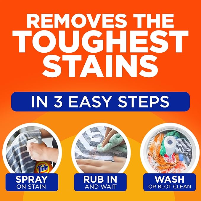 Tide Laundry Stain Remover with Oxi,Rescue Clothes,Upholstery,Carpet and more from Tough Stains,Stain Treater,22 Fl Oz,(Pack of 8)