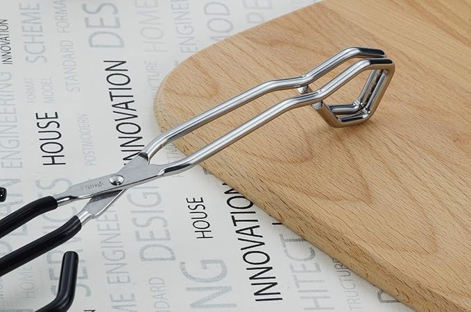HINMAY Scissor Cooking Tongs 11-Inch Stainless Steel Wire Tongs Kitchen Scissor Tongs, Set of 2