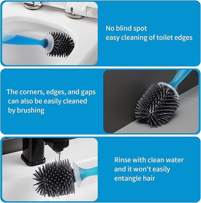 Silicone Toilet Cleaner Brush - Toilet Bowl Brush & Scrubber for Effortless Cleaning Bowl Holder Set, Silicone, and Holder Set