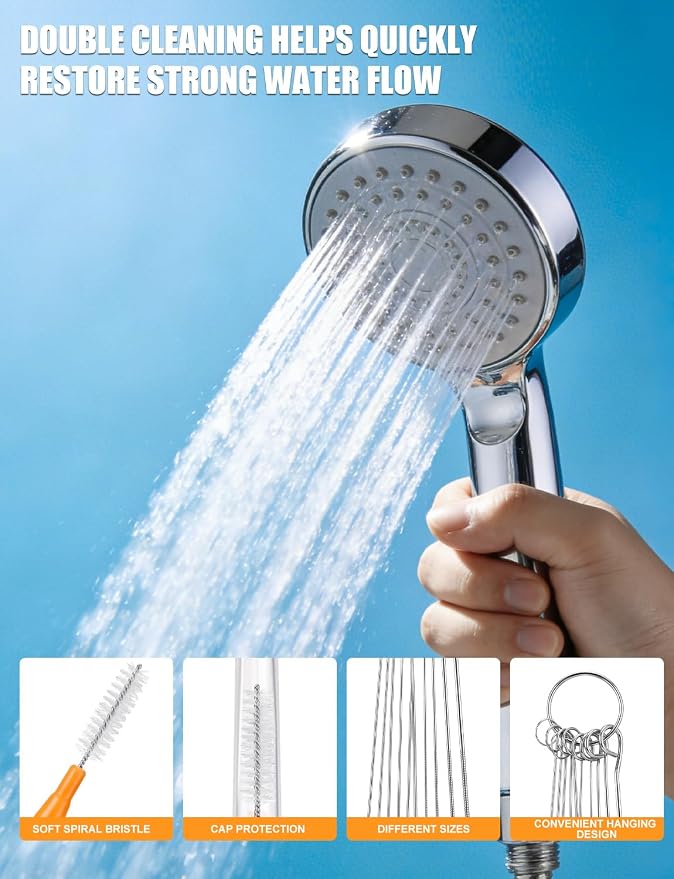 120Pcs Shower Head Cleaner Tool, Shower Head Cleaning Brush for Small Hole | 100PCS Shower Head Cleaning Brush, Multi-Size Shower Head Cleaner Picks with Storage Box for Bathroom Nozzles Faucets