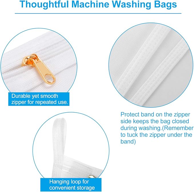 GOGOODA 3 Pack Delicates Laundry Bags, Fine Mesh Wash Bag with Hanging Loop | 3 Small for Lingerie, Underwear, Bra, Silk, Socks, Mask, Baby Diapers