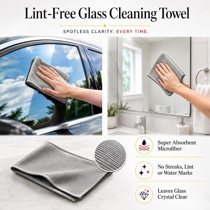 7-in-1 Windshield Squeegee Kit 180° Rotatable Cleaner | Lint Streak Free Pads, Extendable Scratch-Free Build, Car Home Dual Use, Blind Spot Clear, Storage Bag, Car Owner Gift